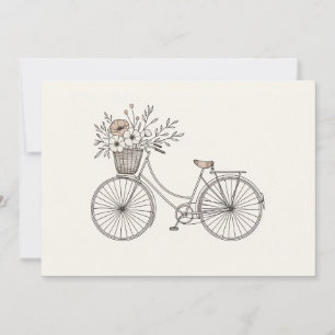 Bicicleta vintage con invitación de cesta en flora