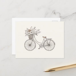 Bicicleta Vintage con postal de cesta en flor
