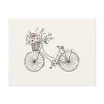 Bicicleta Vintage con postal de cesta en flor