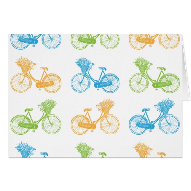 Bicicletas de época con cesta de flores coloridas  (Anverso (Horizontal))