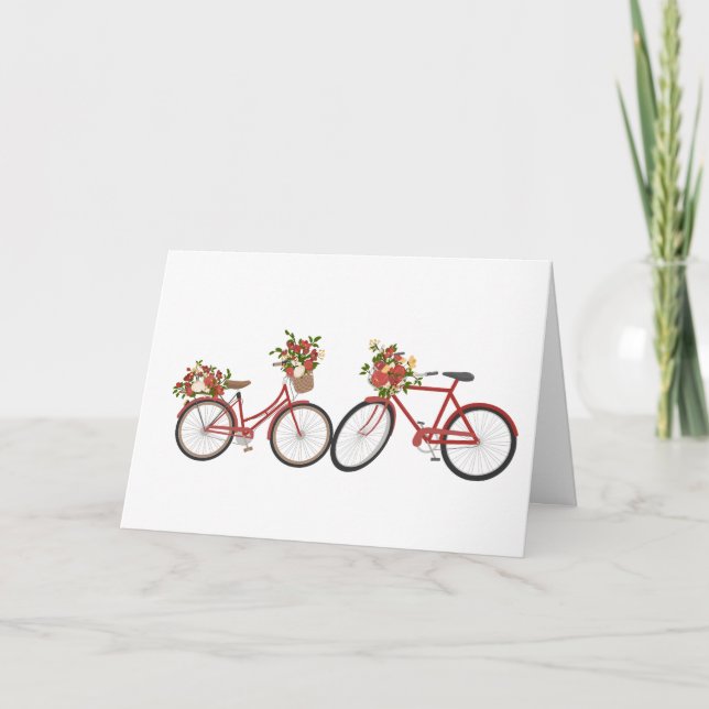 Bicicletas rojas, tarjeta del Día del Aniversario  (Anverso)