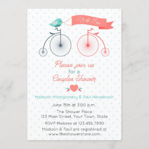 Bicicletas Vintage Pareja Bridal Ducha Invitación