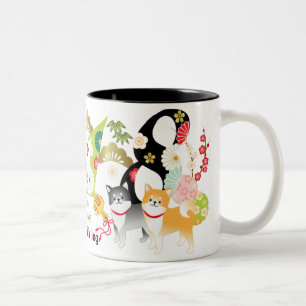 Bicolor 2018 años del perro Shiba persiguen la taza