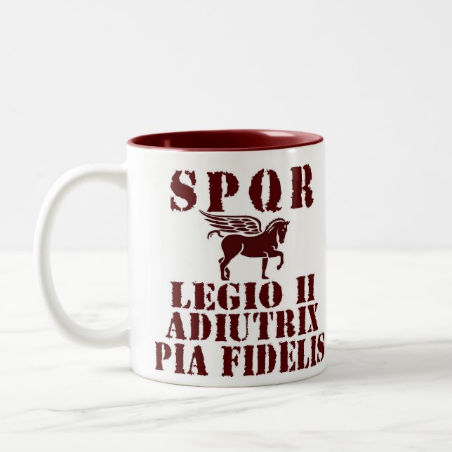 Bicolor 2da taza de café romana de Pegaso de la legión de (Izquierda)