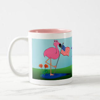 Bicolor 4to divertido de la taza del flamenco de julio