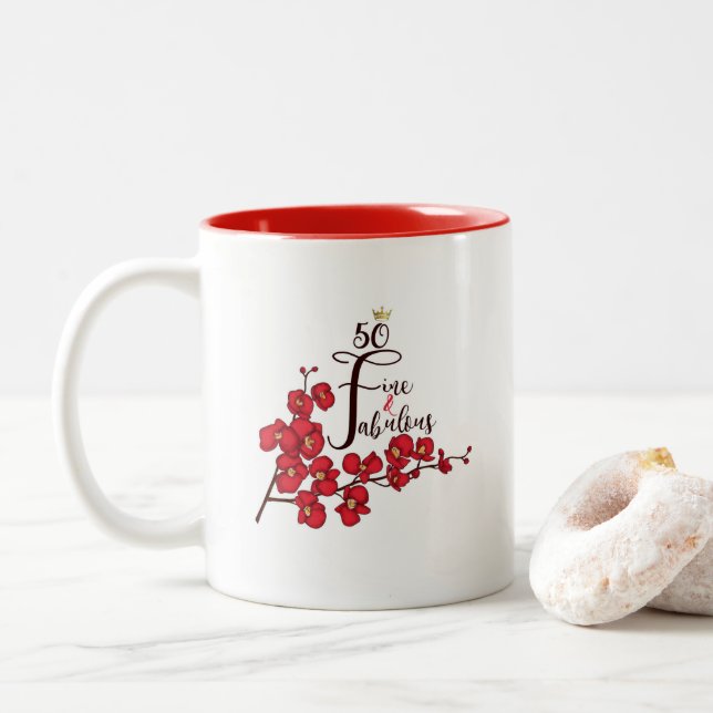 Bicolor 50 taza de café fina y fabulosa (Con donut)