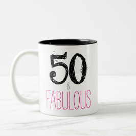 Bicolor 50 y taza fabulosa del cumpleaños