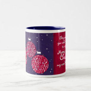 Bicolor Adorno de Navidad con brillo rojo/azul taza de esp