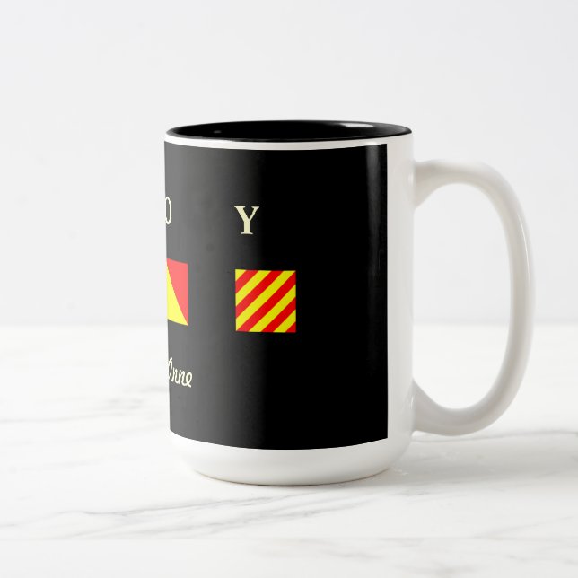 Bicolor AHOY taza personalizada (Derecha)