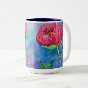 Bicolor Alaskan Peonies 15oz taza de café