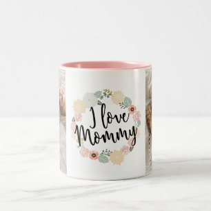 Bicolor Amo a Mamá Taza Personalizada con Foto