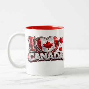 Bicolor Amo Canadá Taza Patriótica para Fanáticos de Fútbo