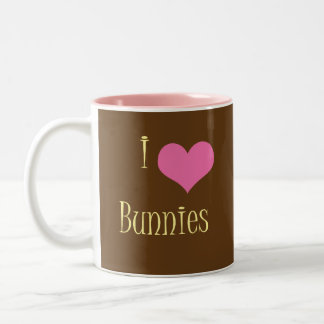 Bicolor Amo la taza de café de los conejitos
