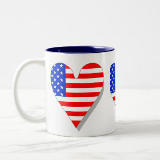 Bicolor Amo la taza de la bandera del corazón de América