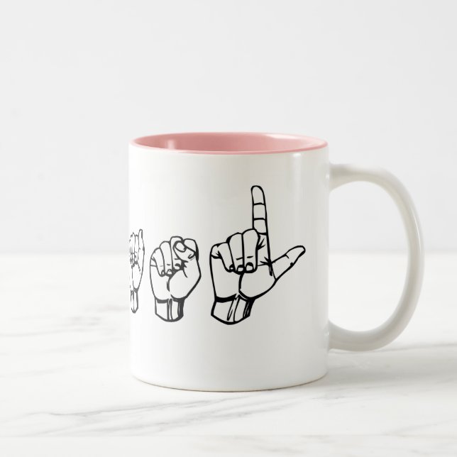 Bicolor Amo la taza del ASL (Derecha)