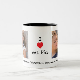 Bicolor Amo la taza del personalizable de la foto del tío
