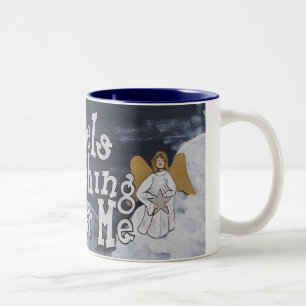 Bicolor Ángeles que vigilan mí la taza