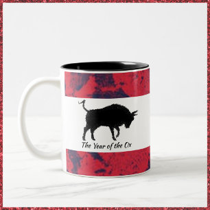 Bicolor Año Astrológico Chino de la taza de café Ox