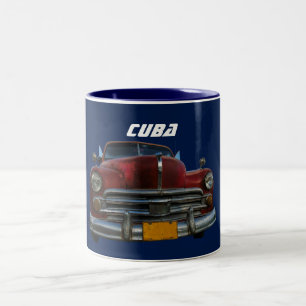 Bicolor Auto clásico americano en La Habana, taza de café