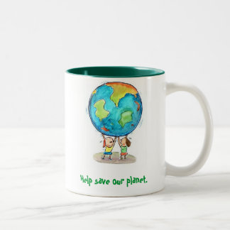 Bicolor Ayuda ahorrar nuestro planeta. Taza