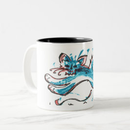 Bicolor azul brillante del salto de la taza de café del