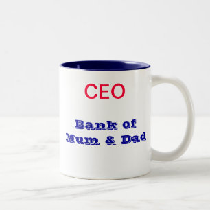 Bicolor Banco de la taza de la mamá y del papá - CEO