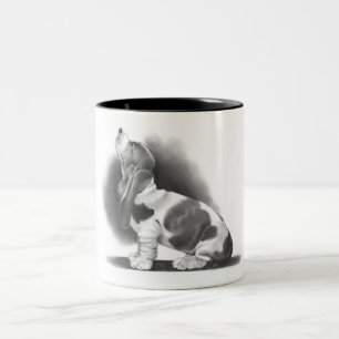 BICOLOR BASSET HOUND: REALISMO DEL LÁPIZ: TAZA