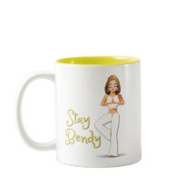 Blanco de la taza de la yoga con amarillo