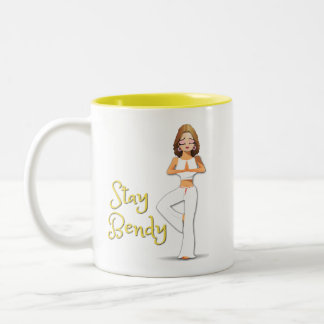 Bicolor Blanco de la taza de la yoga con amarillo
