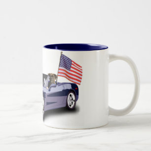 Bicolor Boxeador en taza sportscar azul