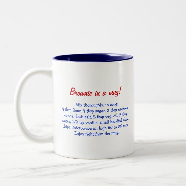 Bicolor Brownie en una taza regalo personalizado con recet (Izquierda)