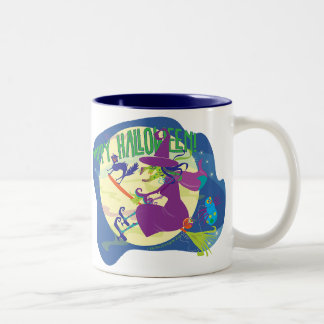 Bicolor Bruja del feliz Halloween de la TAZA con el gato y