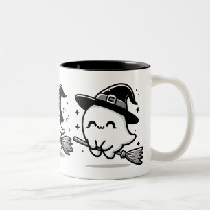 Bicolor Bruja Fantasma Voladora en Taza de Halloween de Es