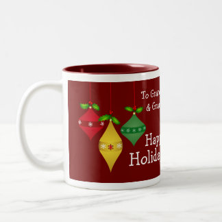 Bicolor Buenas fiestas taza de la foto del navidad