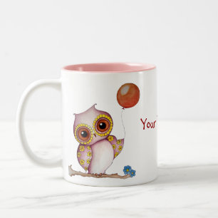 Bicolor Búho del bebé con la taza del personalizable del