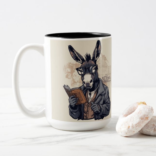 Bicolor Burro Sabio — Taza (Con donut)