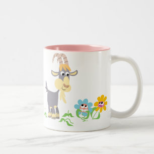 Bicolor Cabra del dibujo animado y taza lindas de las