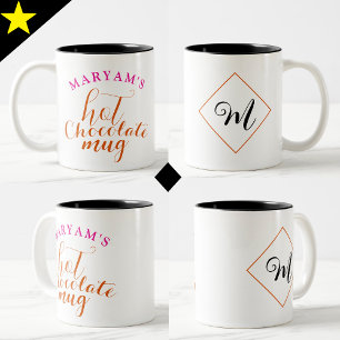 Bicolor Café dulce, taza de chocolate caliente con nombre 