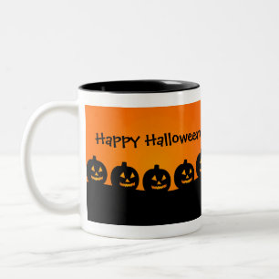 Bicolor Calabazas en fila, feliz taza de Halloween