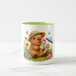 Bicolor Capibara de Helado   Diseño de Taza Kawaii Lindo