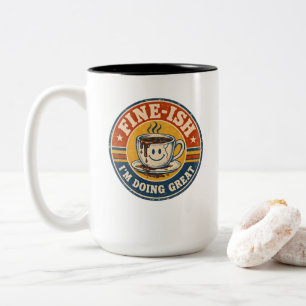 Bicolor Cartel de Café Vintage “Tolerable” – Taza Sonrient