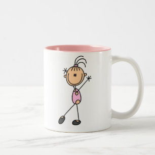 Bicolor Chica de palitos gimnasta en taza rosa Mug