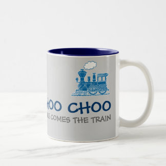 Bicolor Choo Choo aquí viene la marina del tren y la taza 