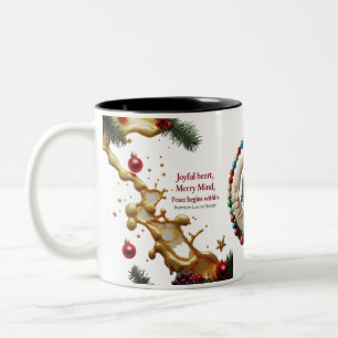 Bicolor Corazón Alegre, Mente Feliz — Taza de Navidad de L