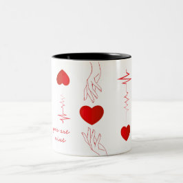 Bicolor Corazón minimalista y taza de amor de manos – Romá