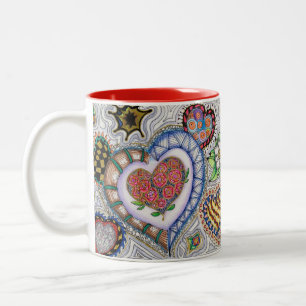 Bicolor Corazones y taza de las flores