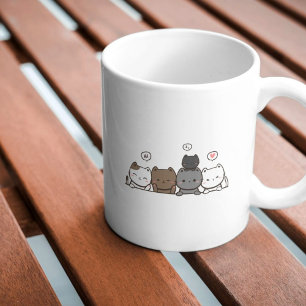 Bicolor Corta taza de gato de Kawaii para los amantes del