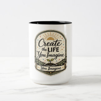 Bicolor Crea la Vida que Imaginas Taza de Café Inspiradora