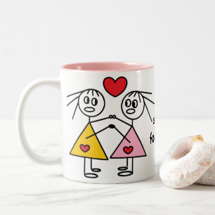 Bicolor De las hermanas figura adorable taza del palillo
