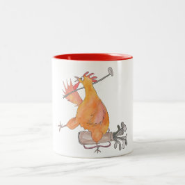 Bicolor ¡Delantero! Taza Golfing del pollo